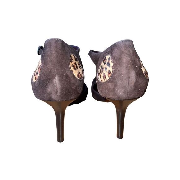 Via Spiga Brown Suede/Leopard Design Suede/Pony Womens Size 10 Round Toe - Picture 5 of 8